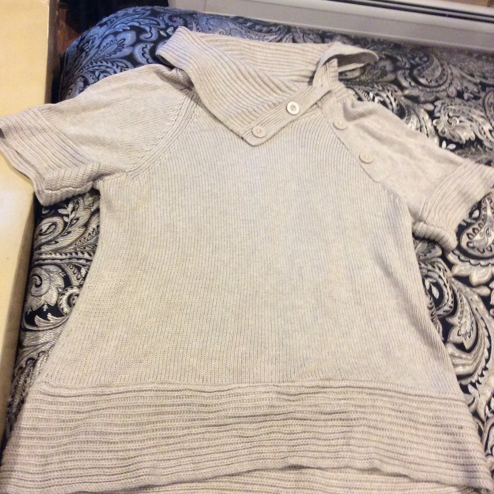 The Limited short sleeve button cowl neck sweater